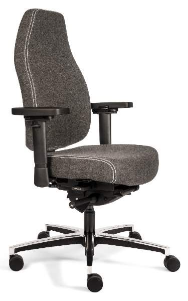 bureaustoel met traagschuim zitting hoge rug wolvilt Fenice 603 donkergrijs