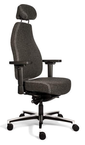 bureaustoel met traagschuim zitting hoge rug wolvilt Fenice 603 donkergrijs met hoofdsteun