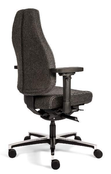 bureaustoel met traagschuim zitting hoge rug wolvilt Fenice 603 donkergrijs schuin achterkant