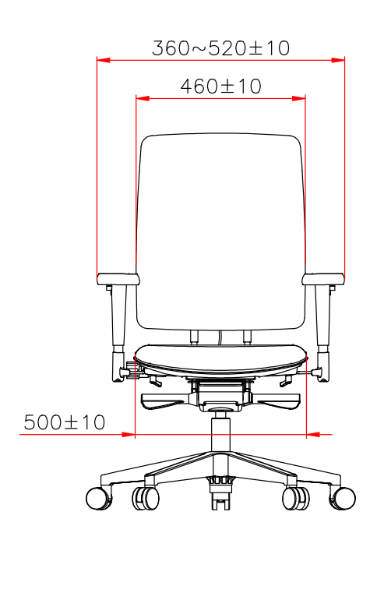 bureaustoel tot 130 kg 150 kg afmetingen voorkant