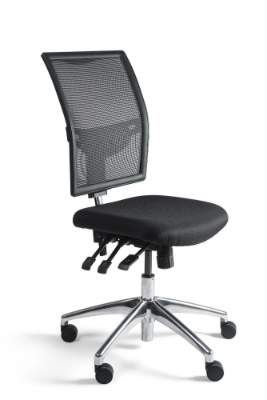 bureaustoel zonder arm leuningen met aluminium kruisvoet