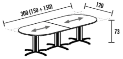 vergadertafel SIG 300cm bij 120cm