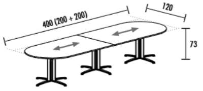 vergadertafel SIG 400cm bij 120cm