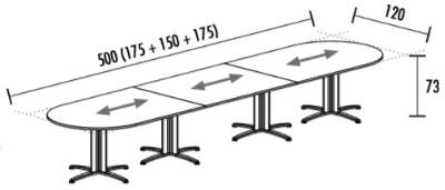 vergadertafel SIG 500cm bij 120cm