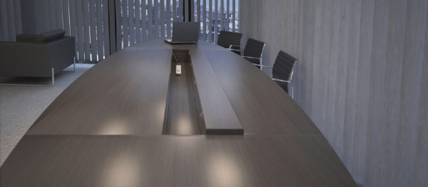 vergadertafel voor 12 personen donker eiken met open klep