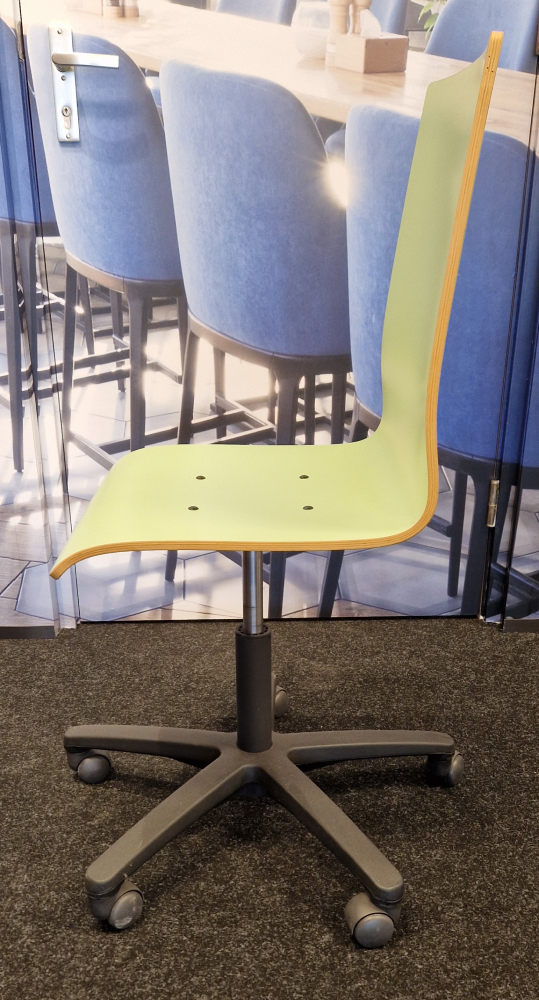 tweedehands lime green bureau stoel zijkant