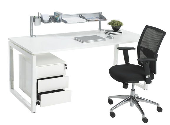 wit bureau met rolblok 3-laden en bureaustoel