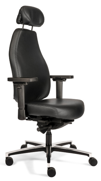 bureaustoel met traagschuim zitting in leder zwart met hoofdsteun bureaustoel met traagschuim in de zitting en bekleed in leder zwart met een instelbare hoofdsteun